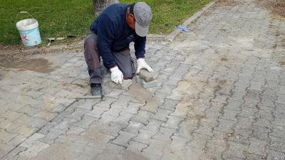 Trabalhos de manutenção no parque 25 de Abril